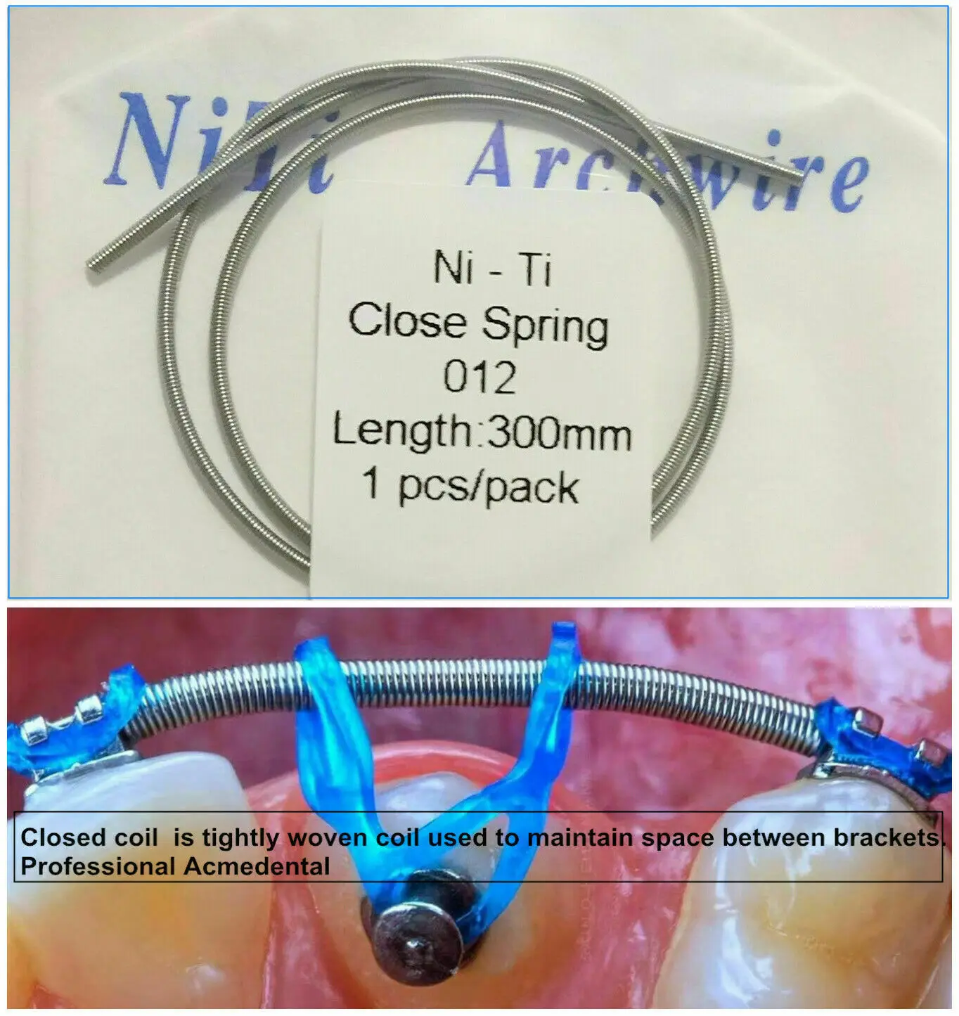 

5Pcs Dental NiTi Close Coil Spring Orthodontic 0.012" 300mm Brackets Archwire