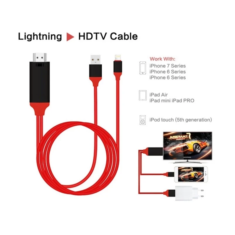 Кабель-адаптер Lightning/HDMI для HDTV/цифрового ТВ AV-адаптер 2 м USB 1080P