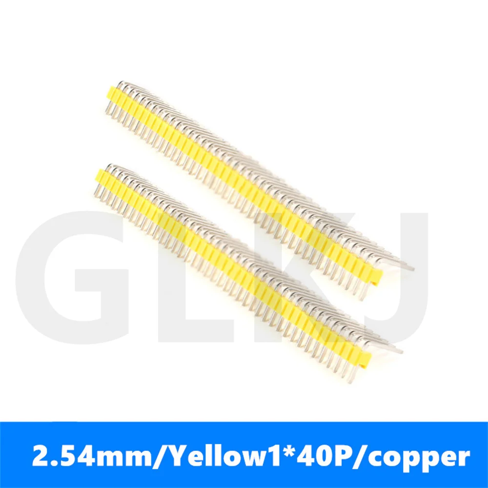

40 Pin 2.54mm Single Row single pin curved Pin Header Connector Strip Curved copper Needle Electronic Components Yellow