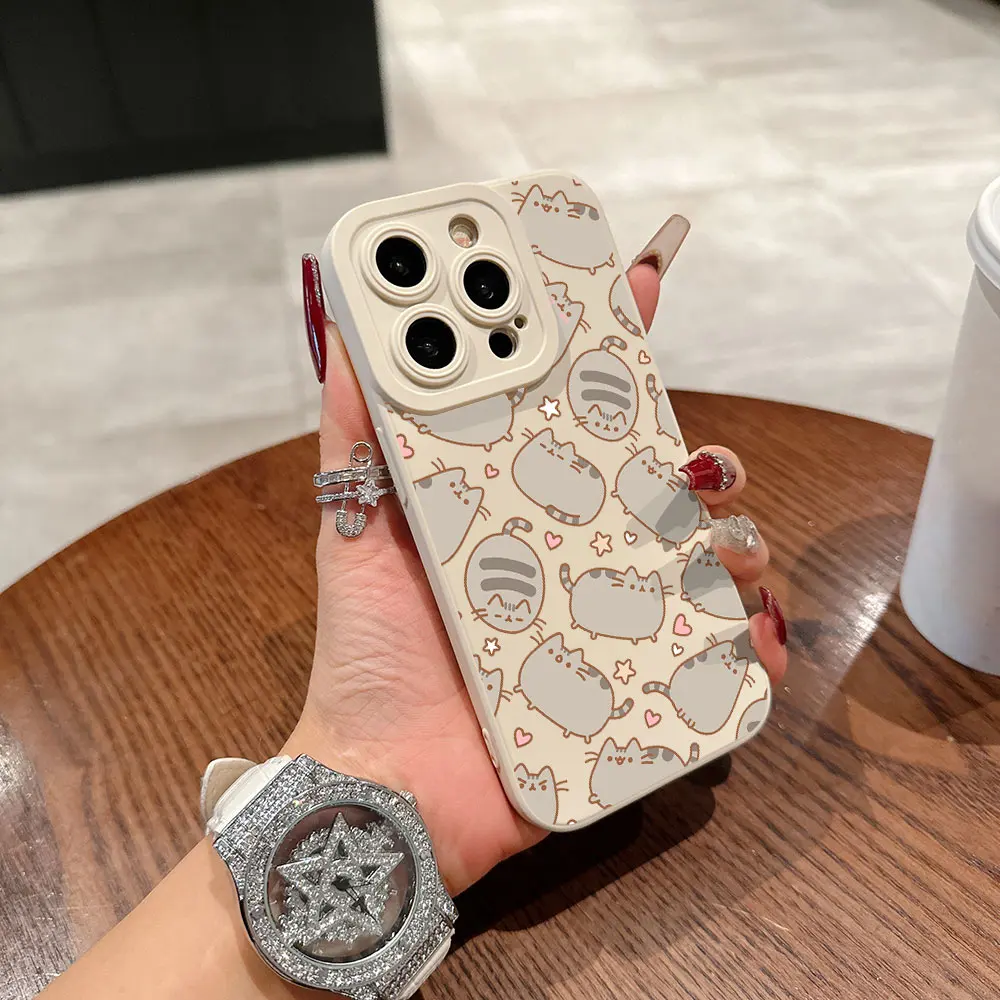 Полноэкранный чехол Pusheen cat Pupil для OPPO A94 A93 A91 A76 A74 A72 A71 A55 A54 A53 A31 A5 A9 A15 A7 A16 4G 5G Cover