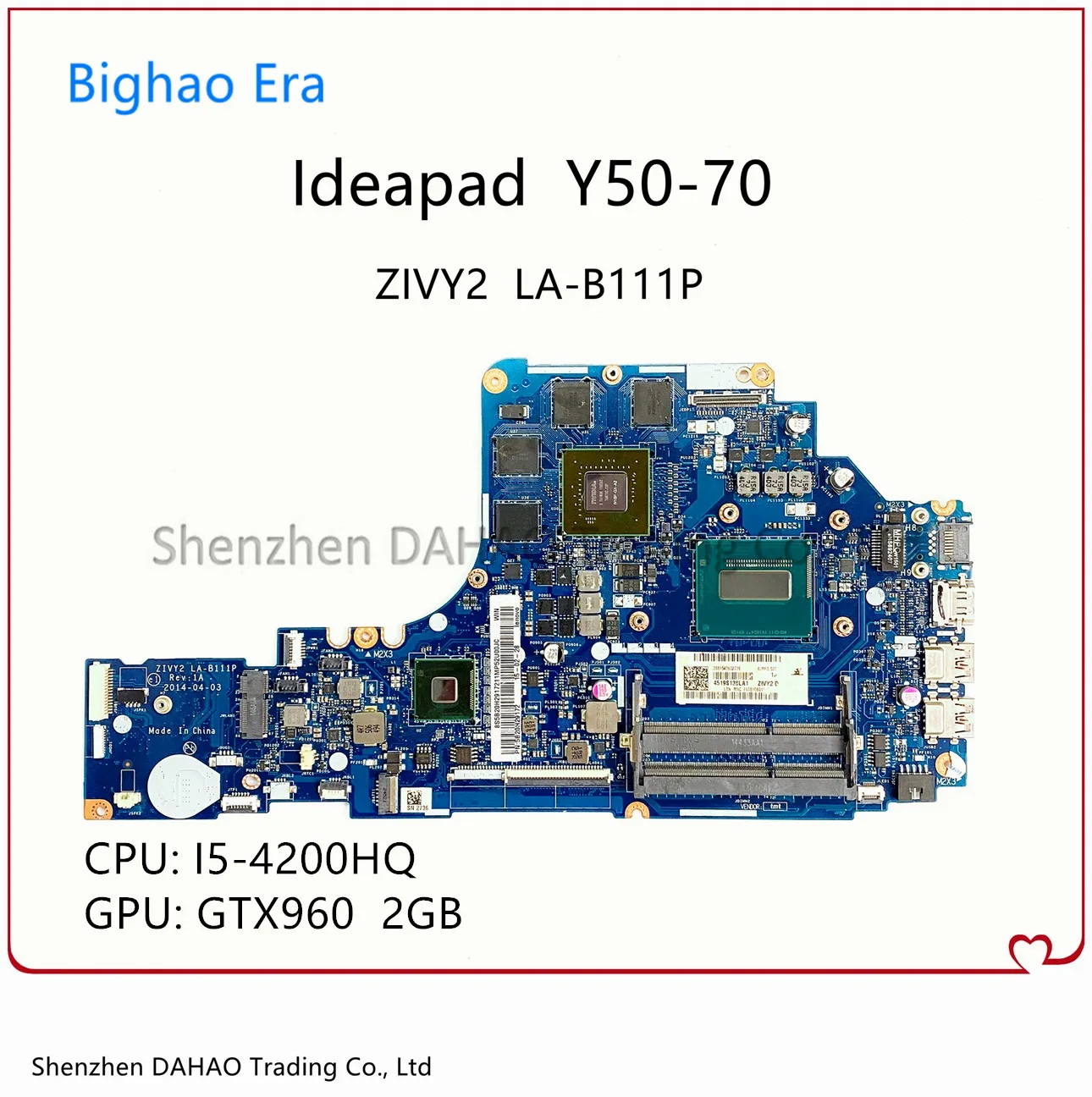 

ZIVY2 LA-B111P For Lenovo Y50-70 Laptop Motherboard With i5 CPU GTX960 2G-GPU 100% Fully Tested FRU 5B20F78766 5B20H02668