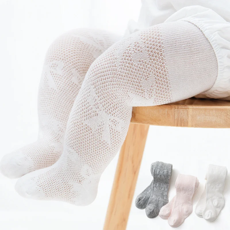 

Baby Pantyhose Kids Girl Princess Mesh Thin Tights Children Stockings White Pink Gray Cute Bow Soft Hosiery Spring Summer Autumn