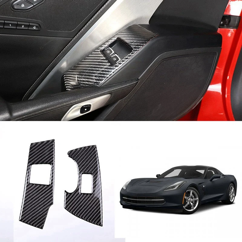 

Car Carbon Fiber Window Glass Lift Button Switch Cover Trim Door Armrest Panel For Chevrolet Corvette C7 2014-2019