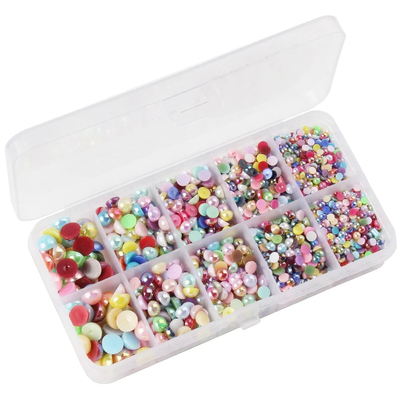 

Half Round Flat Imitation Pearl Beads Assorted Mixed Sizes DIY Imitation Pearls for Embellishment Crafts Nail Making