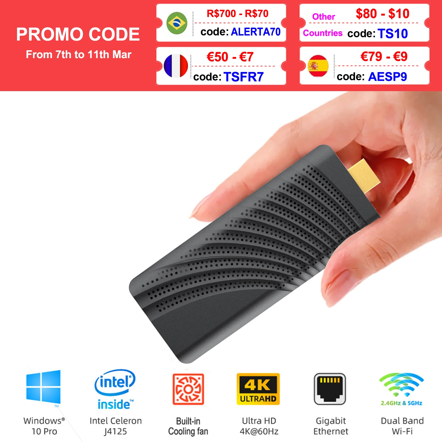 Мини-ПК T6 Pro Intel Celeron J4125 до 2 7 ГГц 6 ГБ 128 Windows 10 Компьютер Win 11 Pocket NUC 4K 60Hz HDMI Dual WIFI LAN |