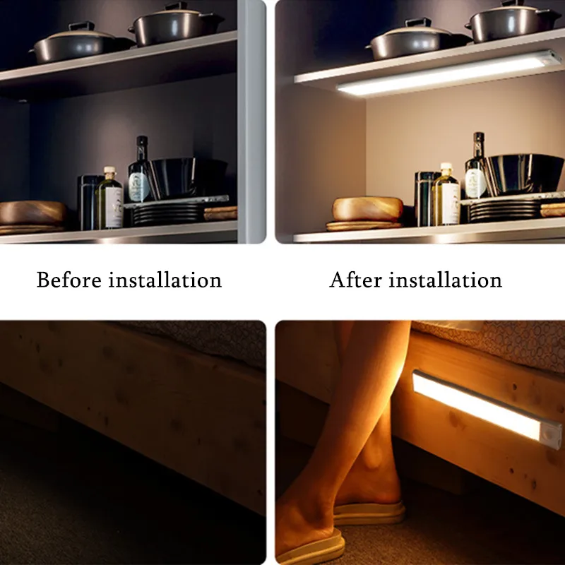

Ultra-Thin LED Night Lights Tricolor Dimming Light Indoor Motion Sensor Bedroom Kitchen Aisle Lights Magnetic Under Cabinet Lamp