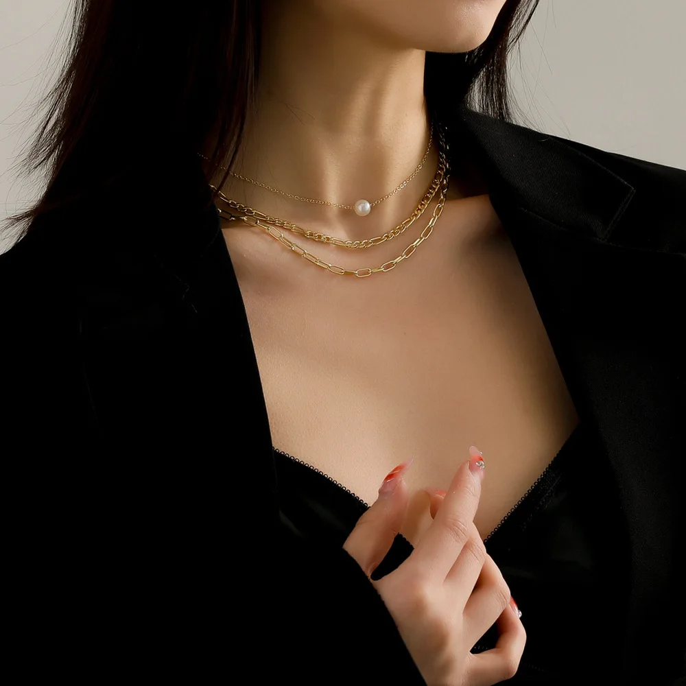 

Korea Fashion Multilayer Irregular Imitation Pearl Choker Necklace 2022 Sun Pendant Chains Pendant Necklaces Jewelry for Women
