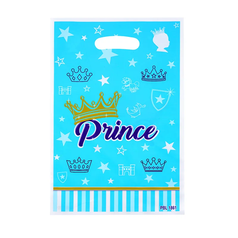 

10pcs/lot Prince Theme Boys' Favorite Birthday Event Party Candy Biscuit Handheld Disposable Plastic Decorative Gift Loot Bag