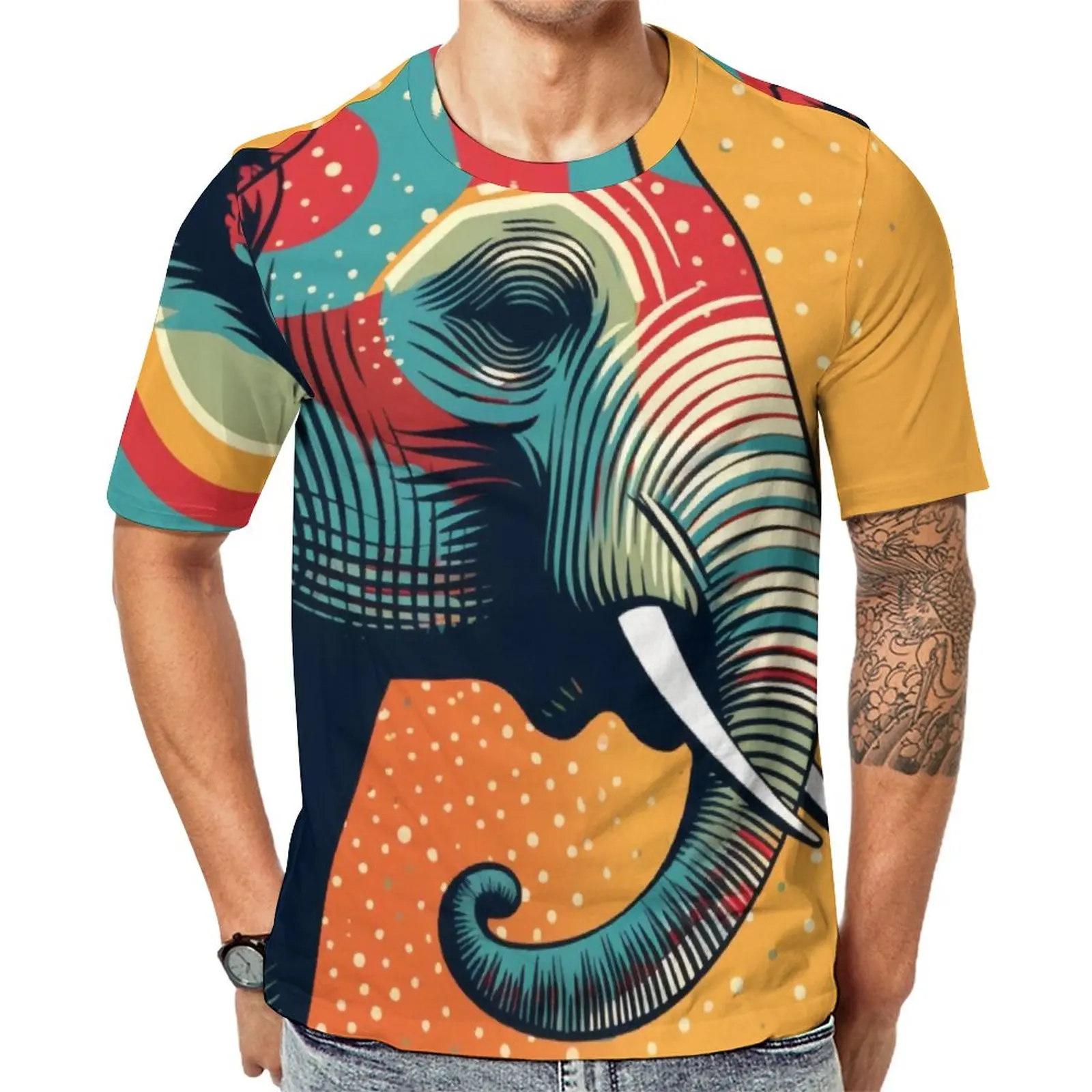 

Elephant T Shirt Multicolored Retro Streetwear T-Shirts O Neck Harajuku Tee Shirt Premium Men Graphic Tops Big Size 5XL 6XL