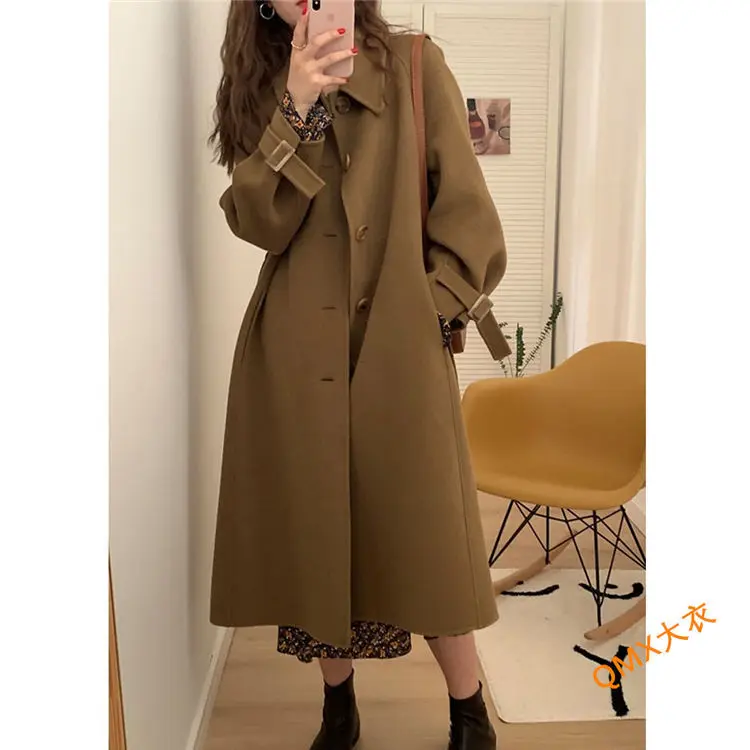 

2022 New Winter Cashmere Coat Women Fashion Wool Coat Casual Warm Thick Elegant Coat Long Sleeve Female Outerwear Tops A40