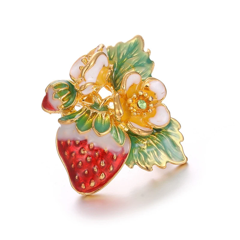 

Painted Drip Oil Enamel Strawberry Fruit Brooch Jewelry Exquisite Sweet Women's Clothing Accessories Brooches Corsage