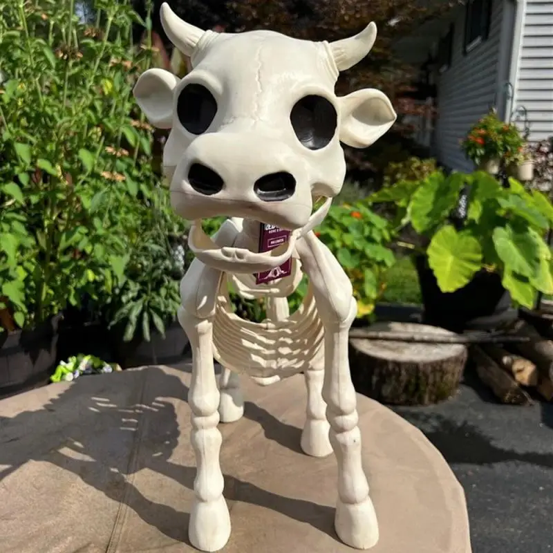 

Halloween Cow Horse Skeleton Tricky Graveyard Resin Cow Skull Skeleton Spooky Halloween Horror Cow Bones Skeleton Decor 2023
