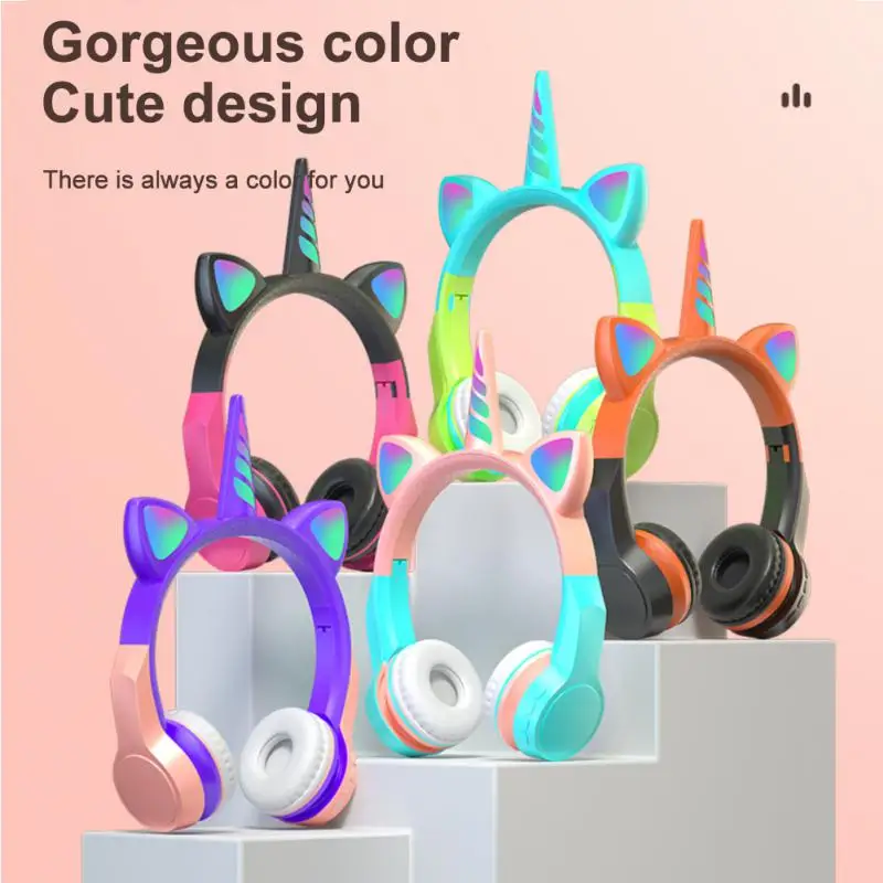 Беспроводная гарнитура с милым единорогом Bluetooth 5 2 наушники стереонаушники для