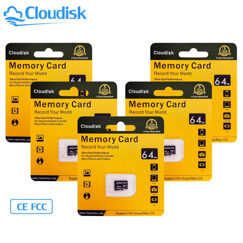 

Cloudisk 5PACK 32GB 64GB 128GB U3 Flash Memory Card Mirco SD Card 16GB C10 UHS-1 8GB A1 3C Certified TF/SD Card For Phone Camera