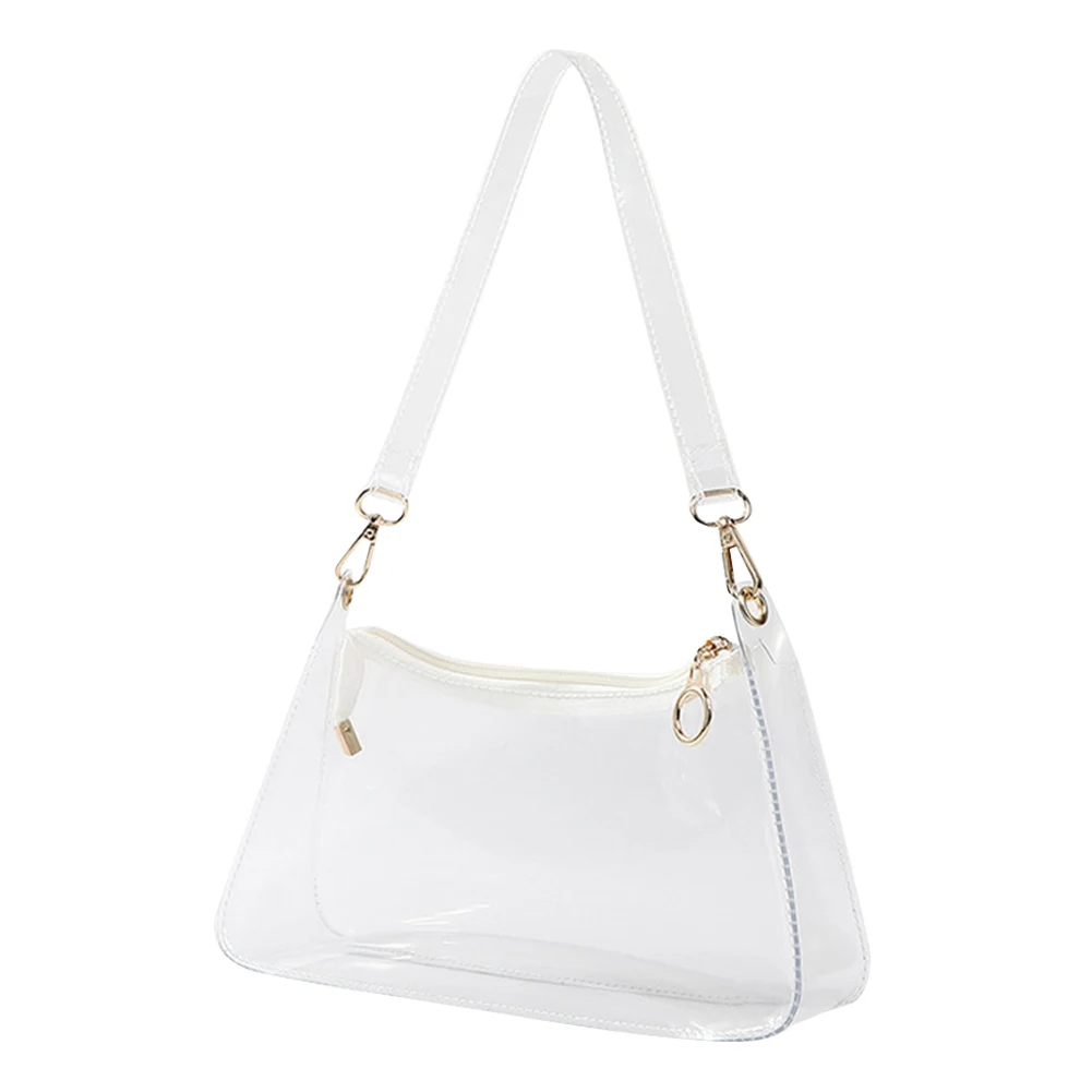 

Fashion Vintage Ladies Jelly Solid Color Clear Underarm Bag Casual Women Hobos Handbags Purse Fashion Cell Phone Shoulder Bags