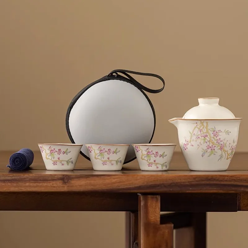 Дорожный чайный сервиз Rice White Ru Kiln керамическая минималистичная чашка Kuaike