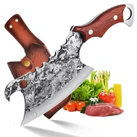chef butcher knife high carbon steel handmade forged kitchen knives chinese chop cleaver knife cooking tool with wood handle