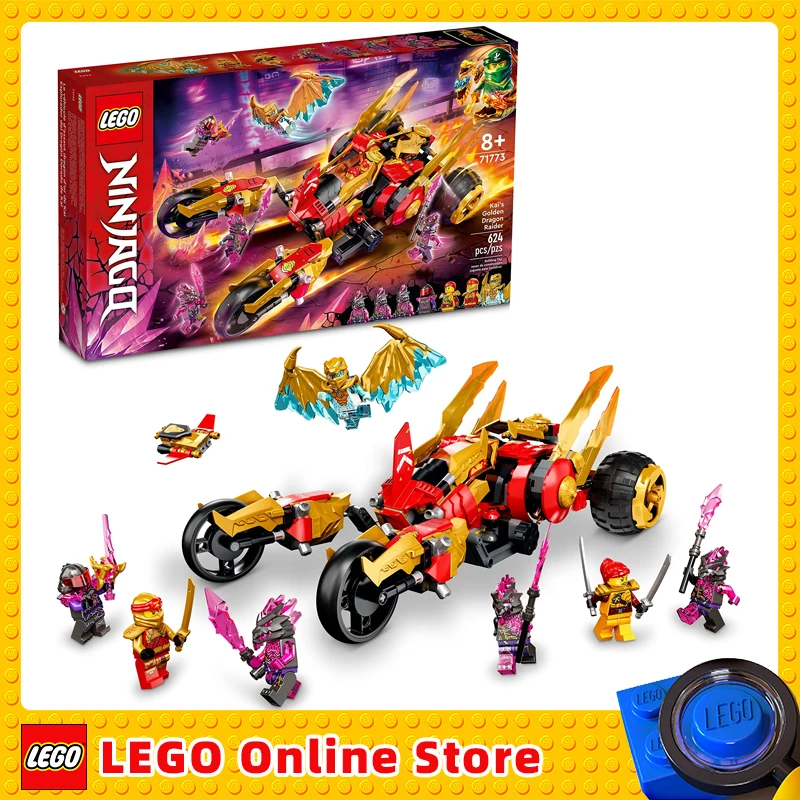 

LEGO NINJAGO Kai’s Golden Dragon Raider Multi-Terrain Car Toy 71773 with Kai and Zane Minifigures, Building Set for Kids Gift