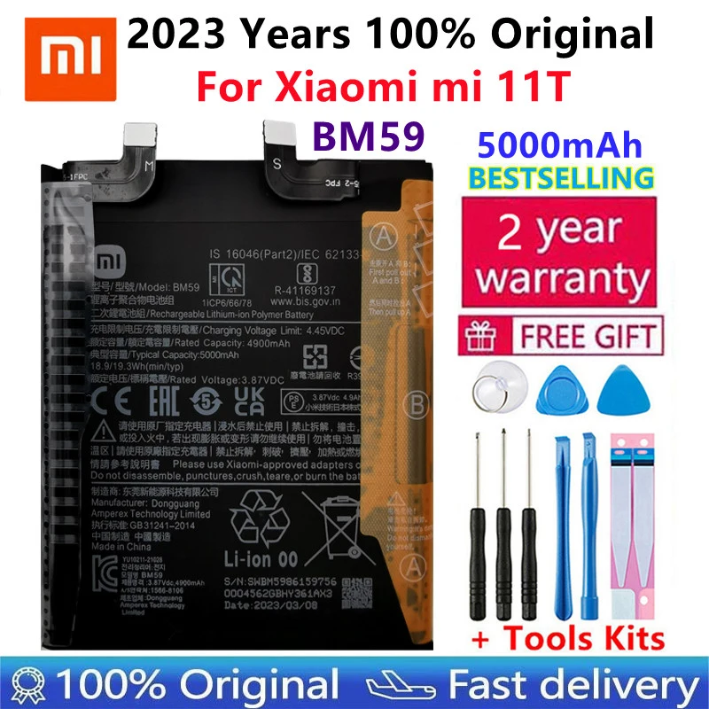 

100% Original New High Quality Replacement Battery BM59 For Xiaomi mi 11T Rechargeable Phone 6000mAh Batteries Bateria