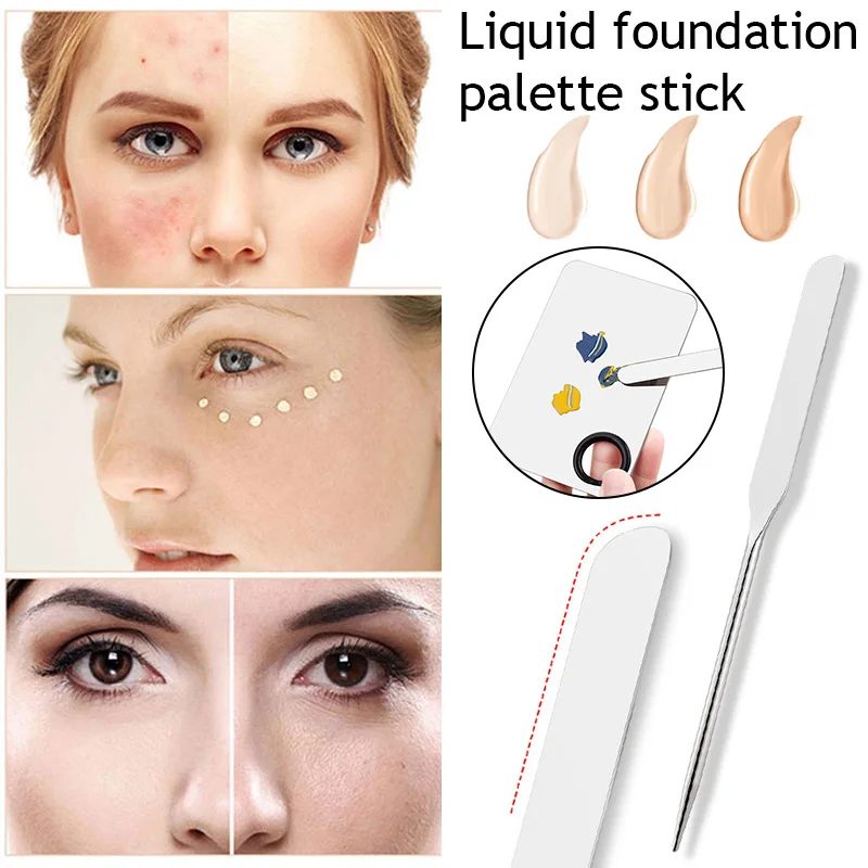 

Stainless Steel Mixing Liquid foundation Concealer Paint Palette Tray Rod Spatula Set Eyeshadow Make Up Tools Foundation Mix