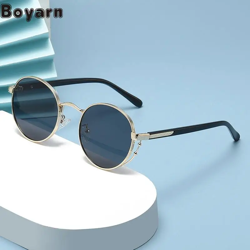 

Boyarn Luxury Brand Design Steampunk Oval Sunglasses Men Punk Metal Small Round Sun Glasses Women Shades UV400 Eyewear Gafas De
