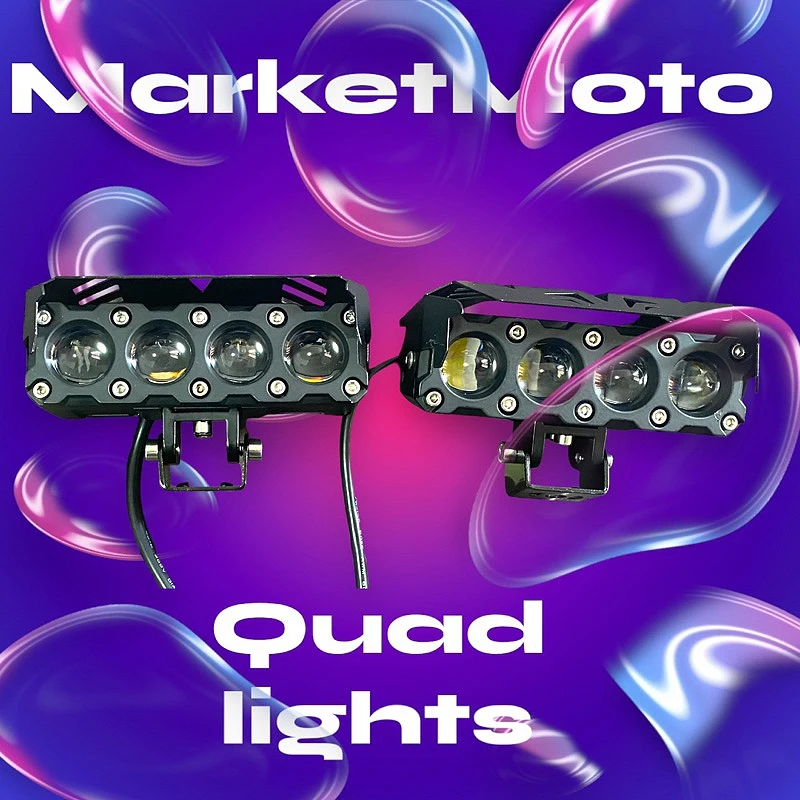 Двухцветные мотоциклетные прожекторы V4 светодиодные фары четыре глаза дальний и