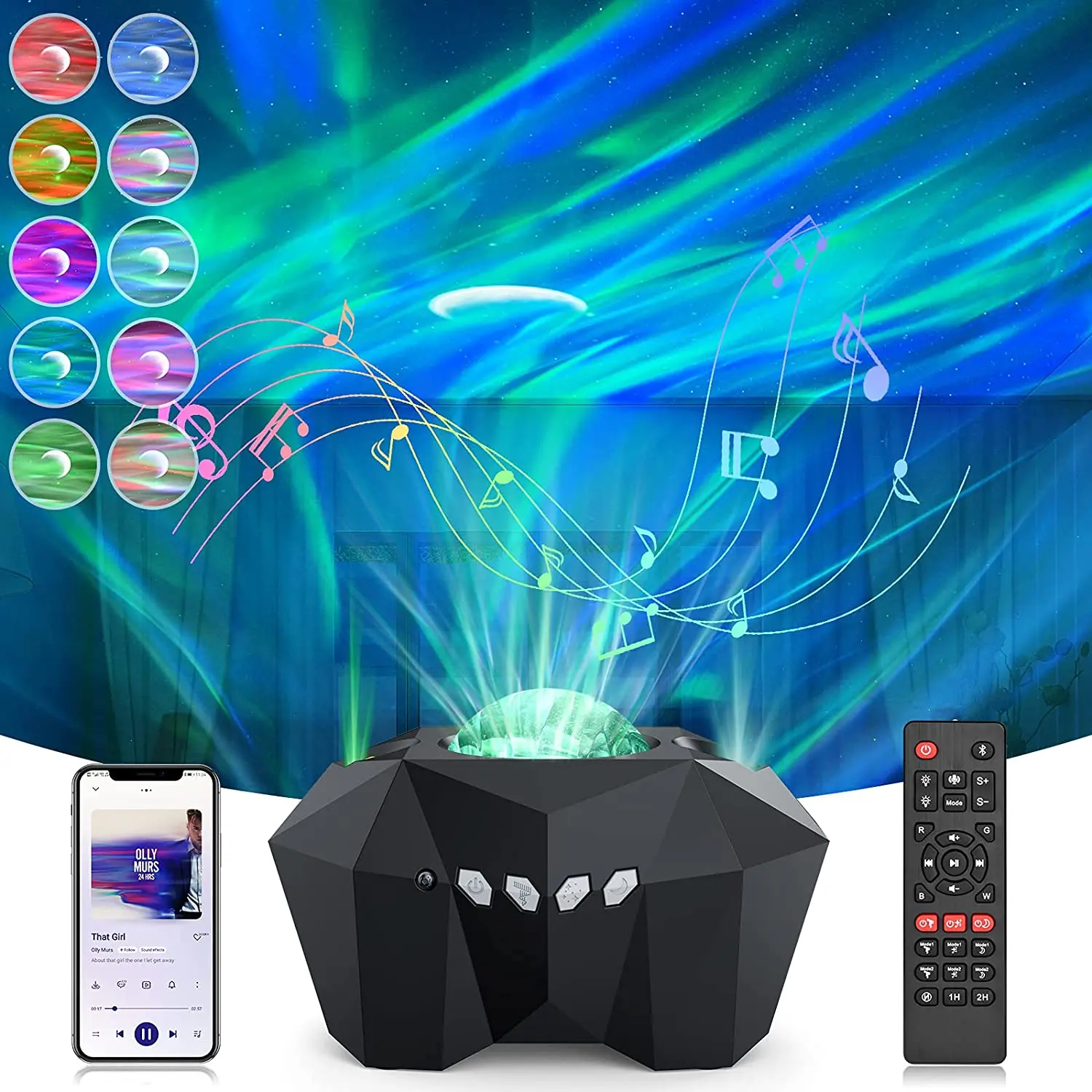 Star Night Light with Bluetooth Speaker Aurora Projector Northern Lights Galaxy Projector for Bedroom Party Kids Adults Gifts