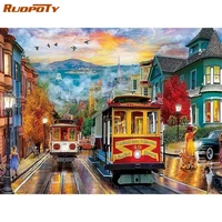 ruopoty painting by numbers with frame handmade picture drawing street scenery paint for painting home decor unique gift