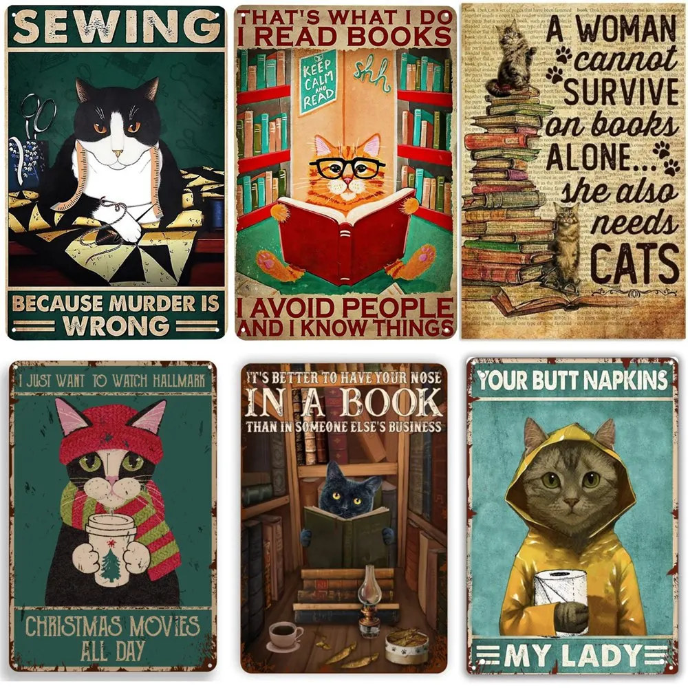 Это то, что я читаю книги, я избегаю людей, и я знаю вещи, винтажный оловянный плакат с кошкой, Забавный металлический знак для домашнего декора стен кафе Это то, что я читаю книги, я избегаю людей, и я знаю вещи, винтажный оловянный плакат с кошкой, Забавный металлический знак для домашнего декора стен кафе