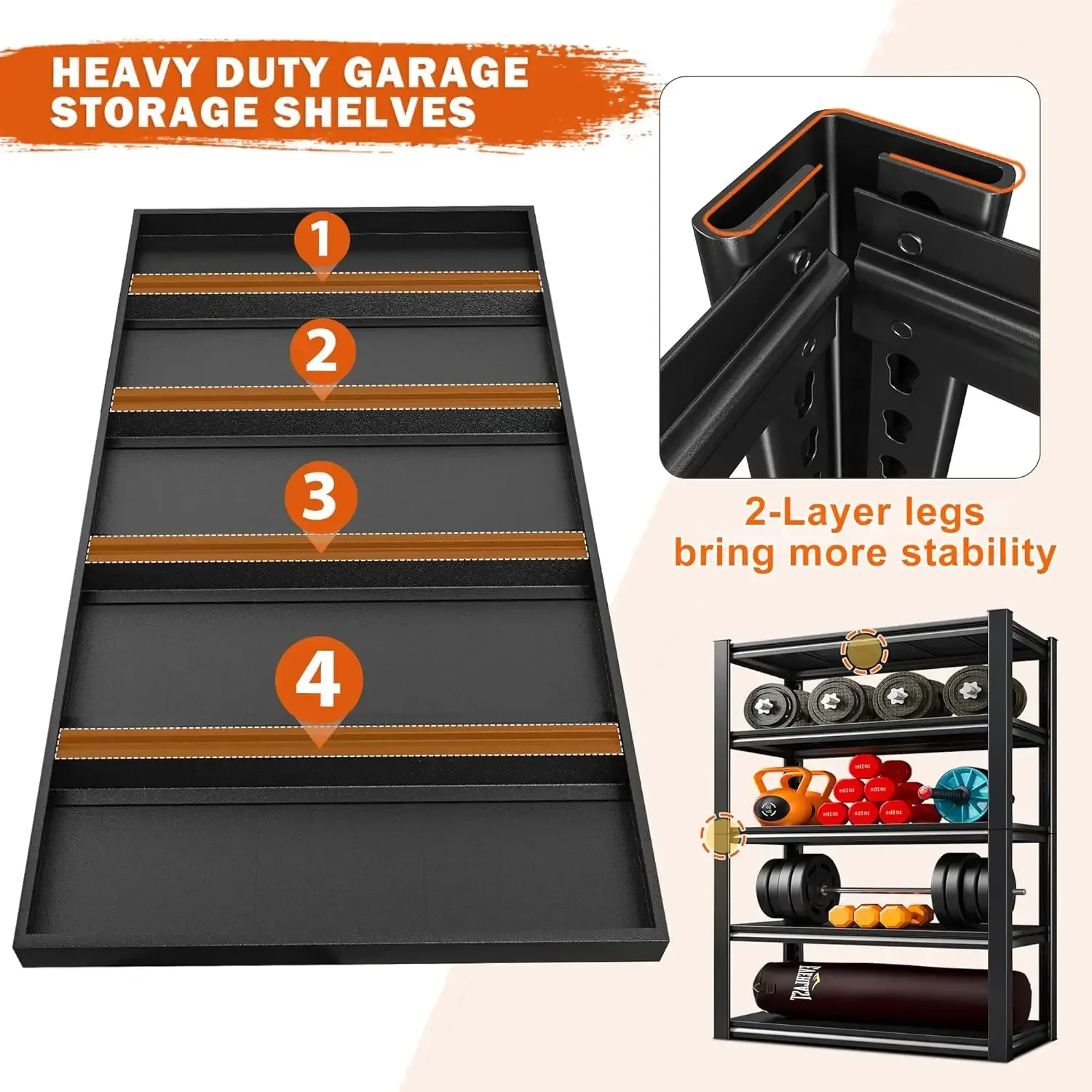 Стеллажи для гаража 40 дюймов 72 дюйма 2000 фунтов