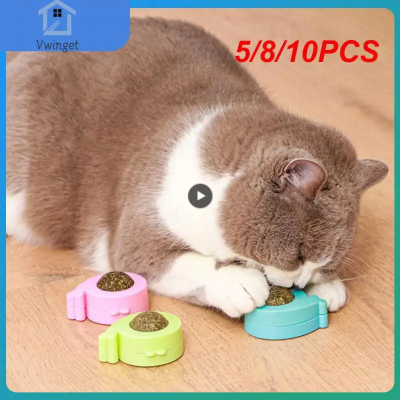 

5/8/10PCS Natural Rotating Replaceable Mint Ball Plastic Natural Mint Balls Promote Intestinal System Wall Sticker Ball