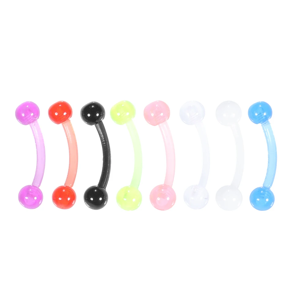 Акриловые серьги для пирсинга бровей 80 шт./лот с шариками 3 мм изогнутая штанга