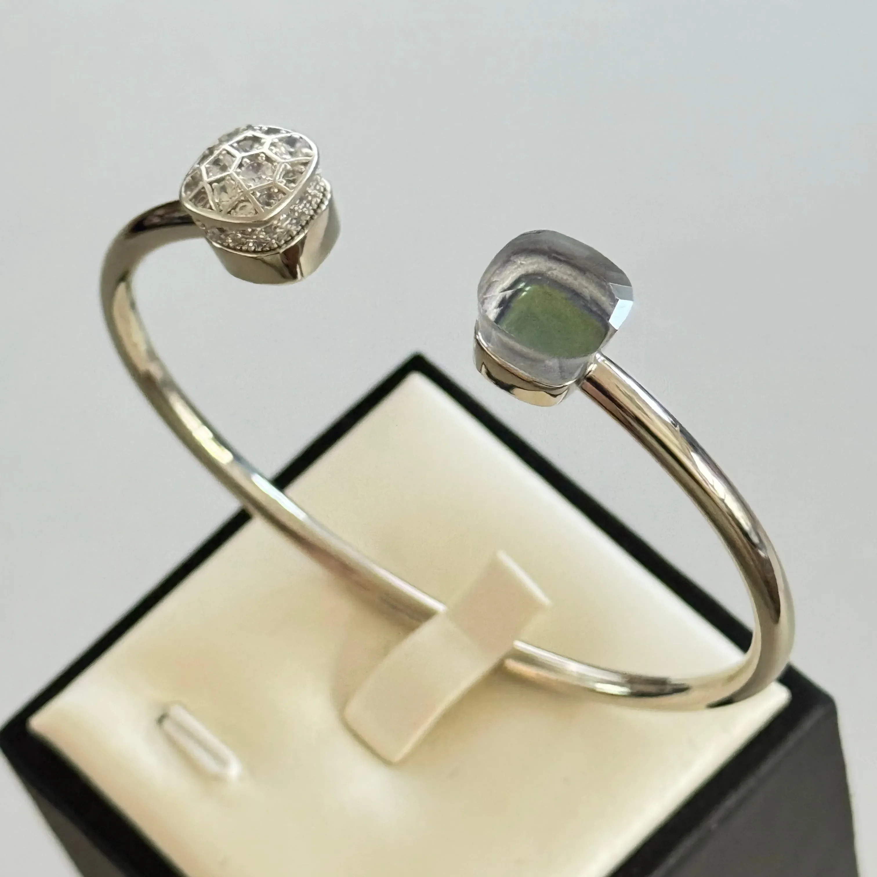 10 6 мм женский классический Нудо из нержавеющей стали многоцветный камень