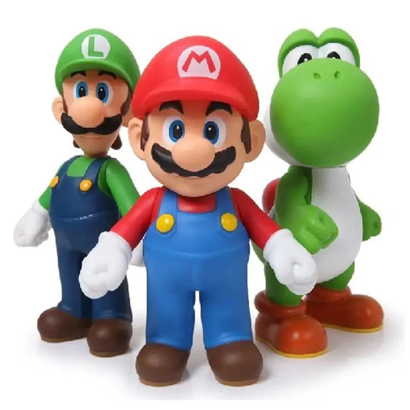 

Super Mario Bros Yoshi Luigi Bowser Doll Donkey Kong Wario Collectible Puppets Model Toys Desktop Decoration Kids X-mas Gifts