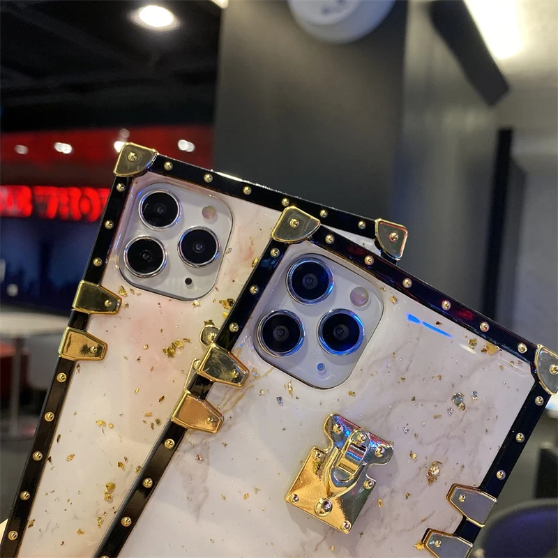 Luxury Bling Gold Foil Marble Square Phone Case For Xiaomi Redmi Note 10 Pro Max 10S 9 8 9S 9T X3 M3 Glitter Silicone Back Cover