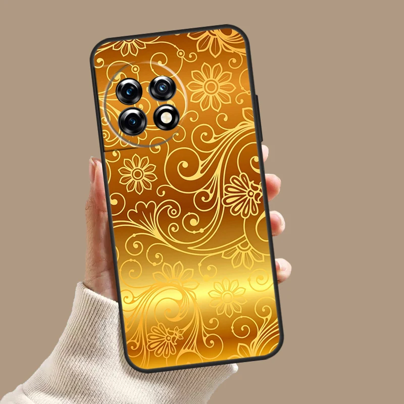 Фото Золотой чехол с цветочным узором для OnePlus Nord CE 5 2 3 4 Lite N30 OnePlus 13 11 12 15 13T 13R 10T 12R 9 10 Pro №2