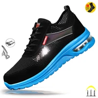 breathable men work shoes no slip sneakers safety construction boots air cushion steel toe male footwear indestructible shoes