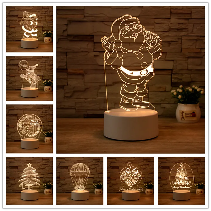 

3D Acrylic Led Night Lights Neon Sign Lamp Christmas Decorations for Home Children's Room Night Lamp Birthday Christmas Gifts
