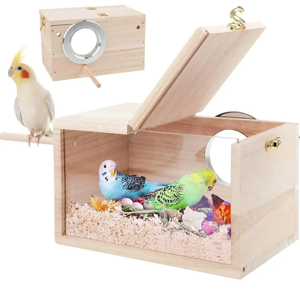 

[ READY STOCK ] Wooden Bird Nest Outdoor Garden Decoration Breeding Box For Parrot Parakeet Cockatiel And Other Small Birds