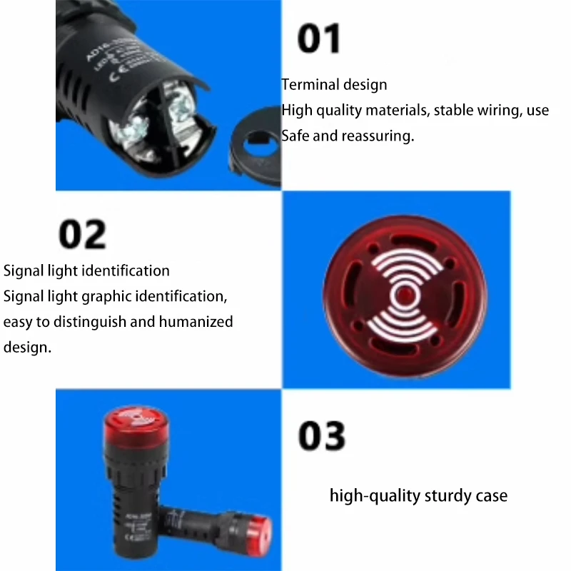 Мигающий зуммер AD16 SAD16-16SM AD16-22SM AC/DC 24 В громкая звуковая и световая сигнализация