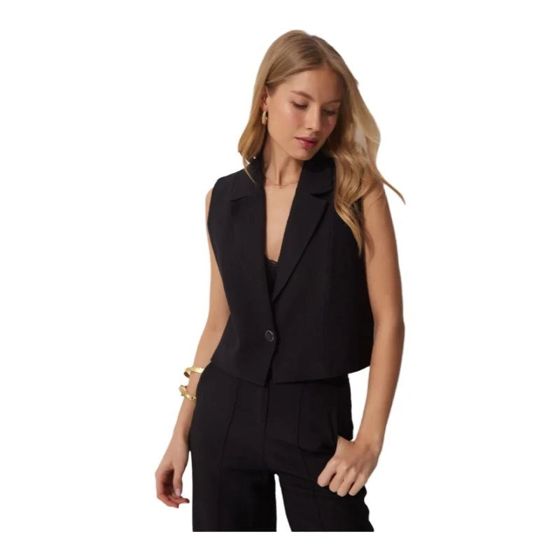 TYZA женские жилеты стандартного кроя тканые повседневные однотонные пальто и