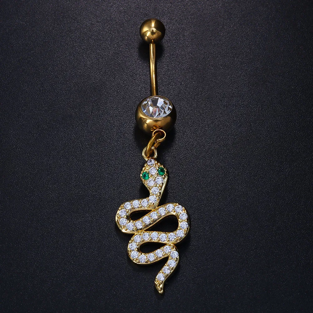 

Новинка 2023, индивидуальное кольцо для пупка в форме змеи, сексуальная модная Бриллиантовая подвеска для пирсинга пупка