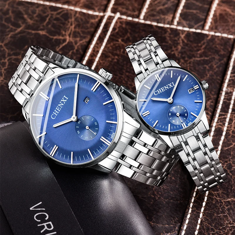 Hot Sales Couple Watches Pair Men And Women Fashion Casual Silver Stainless Steel Waterproof Quartz Female Male Clock Gift 2022