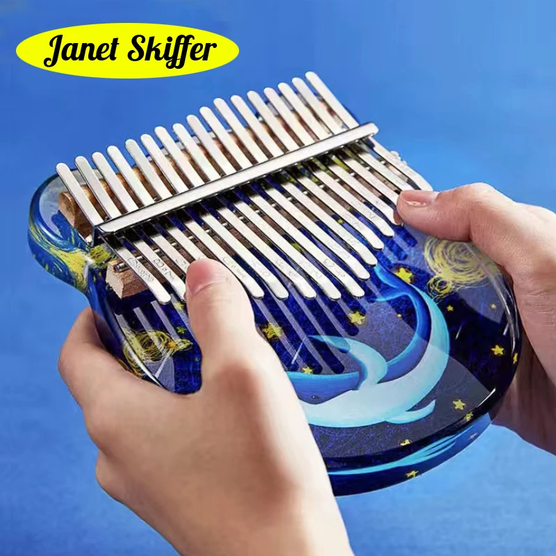 

Ocean Whale Thumb Piano Portable Kalimba Exquisite Finger Piano 17 Keys Keyboard Musical Instrument with Piano Cleaning Cloth