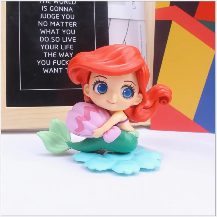 Aquarium Fish Tank Decoration PVC Flower Base Seashell Cute Mermaid Princess Baking Cake Toppers Decor Ornament Figurines Doll