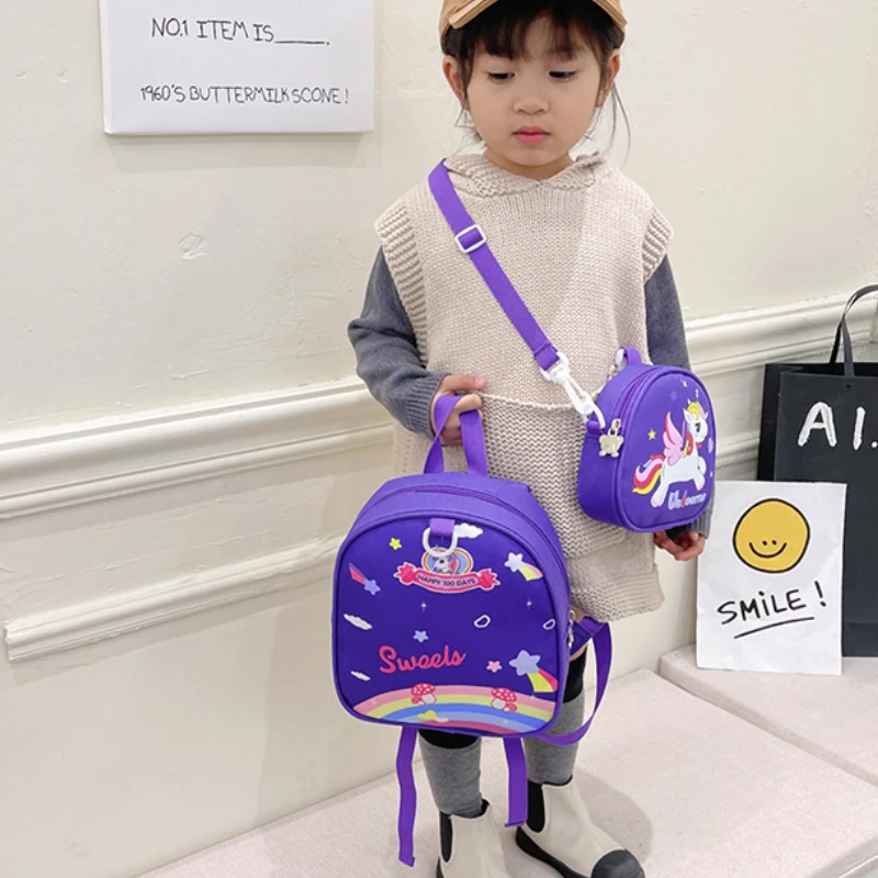 2-piece Children Anime Backpacks Cute Girl Boy Unicorn Backpack 3-6-year-old Kids School Shoulder Bags In Kindergarten Hot New