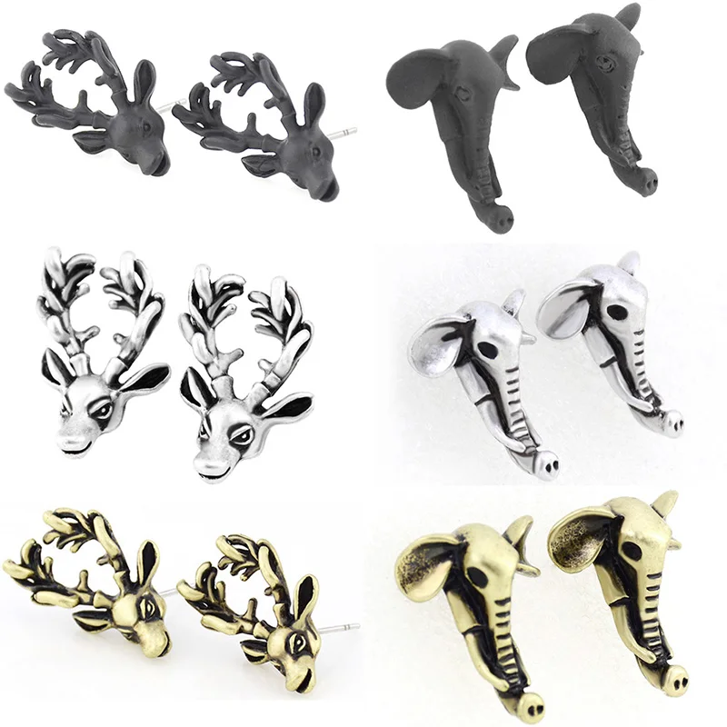 Винтажные серьги-гвоздики в стиле бохо серебряного цвета с милым