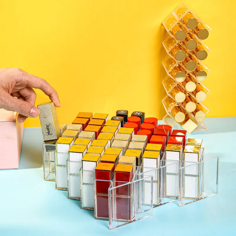 

Lipstick Storage Box Shelf Multi Grid Small Lipstick Storage Box Household Desktop Cosmetics Finishing Box Girl Large Capacity