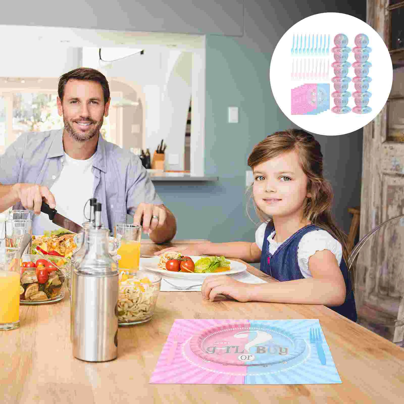 

Party Gender Disposable Baby Shower Plates Reavel Or Paper Dinnerware Set Tableware Forks She Napkinssupplies Reveal Decorations