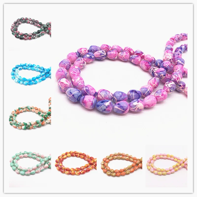 

Fashion Double Color Salad Teardrop Shape Glass Loose Spacer Charm Beads DIY Jewelry Making Accessory